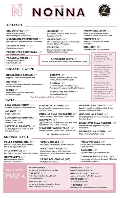 Nona's cocina menu  Wish you delivered from my favorite place, La Cucina Piccola in Roseland